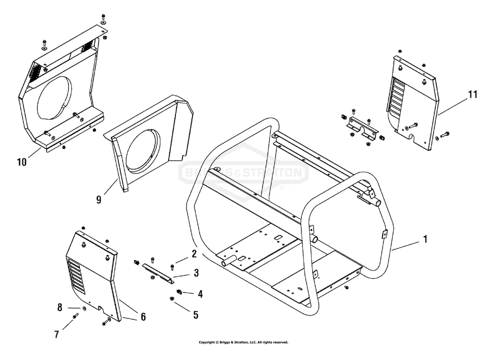 Cradle Diagram and Parts List for 030409-01 9000EA Briggs and Stratton Generator